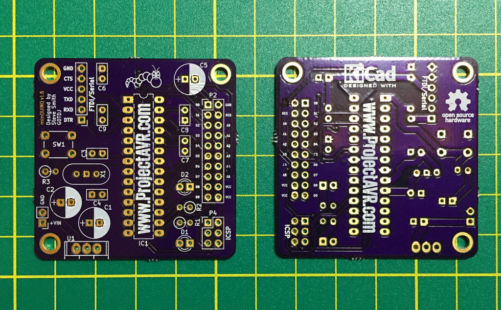 OSH  Park Fabricated minDUINO v1.6 Board Front and Back
